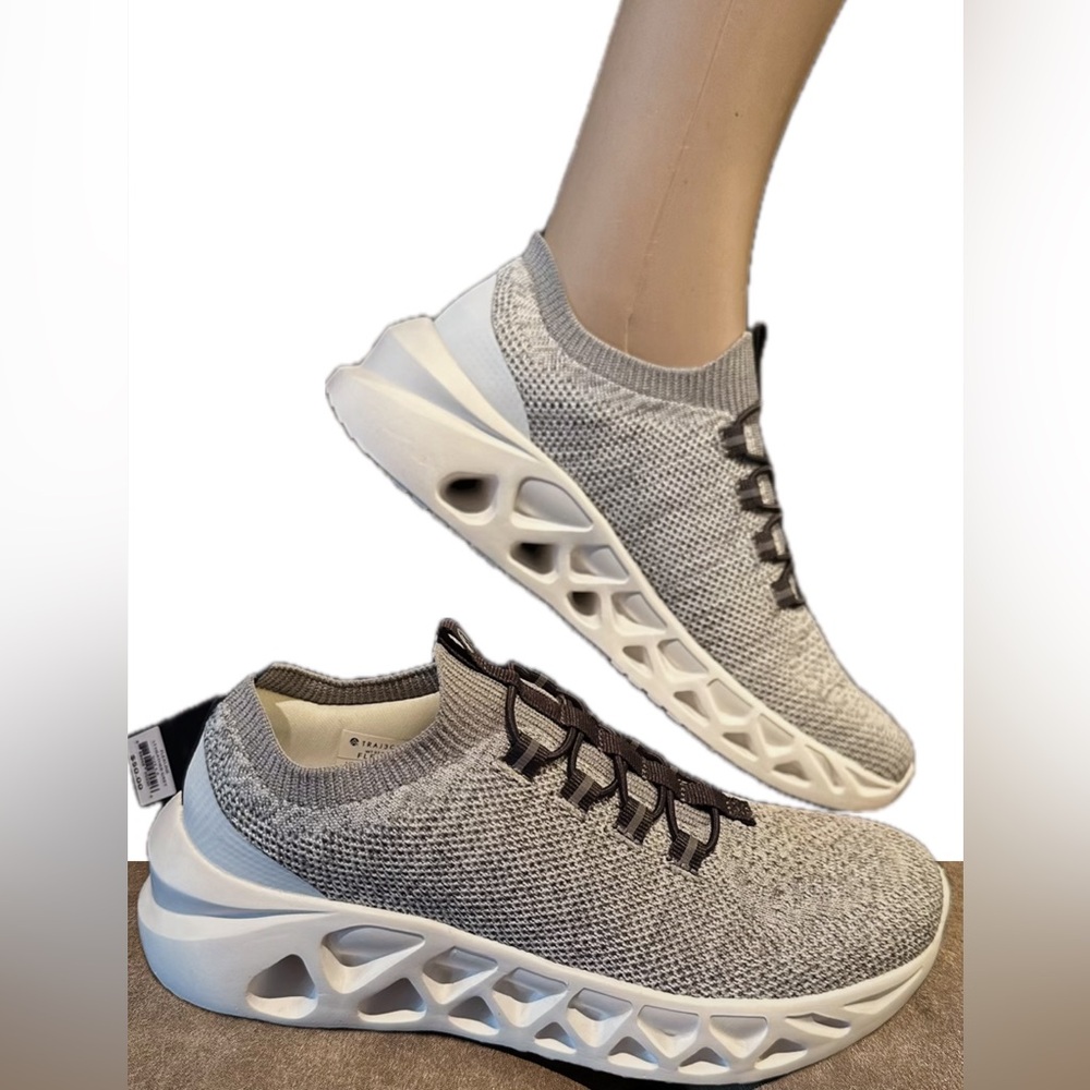 Light Gray Knit Cushioned Slip-On Women's Sneakers
